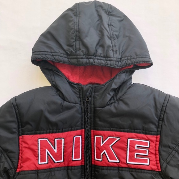 Toddler Boy Nike Puffer Hooded Black Jacket - Picture 5 of 7